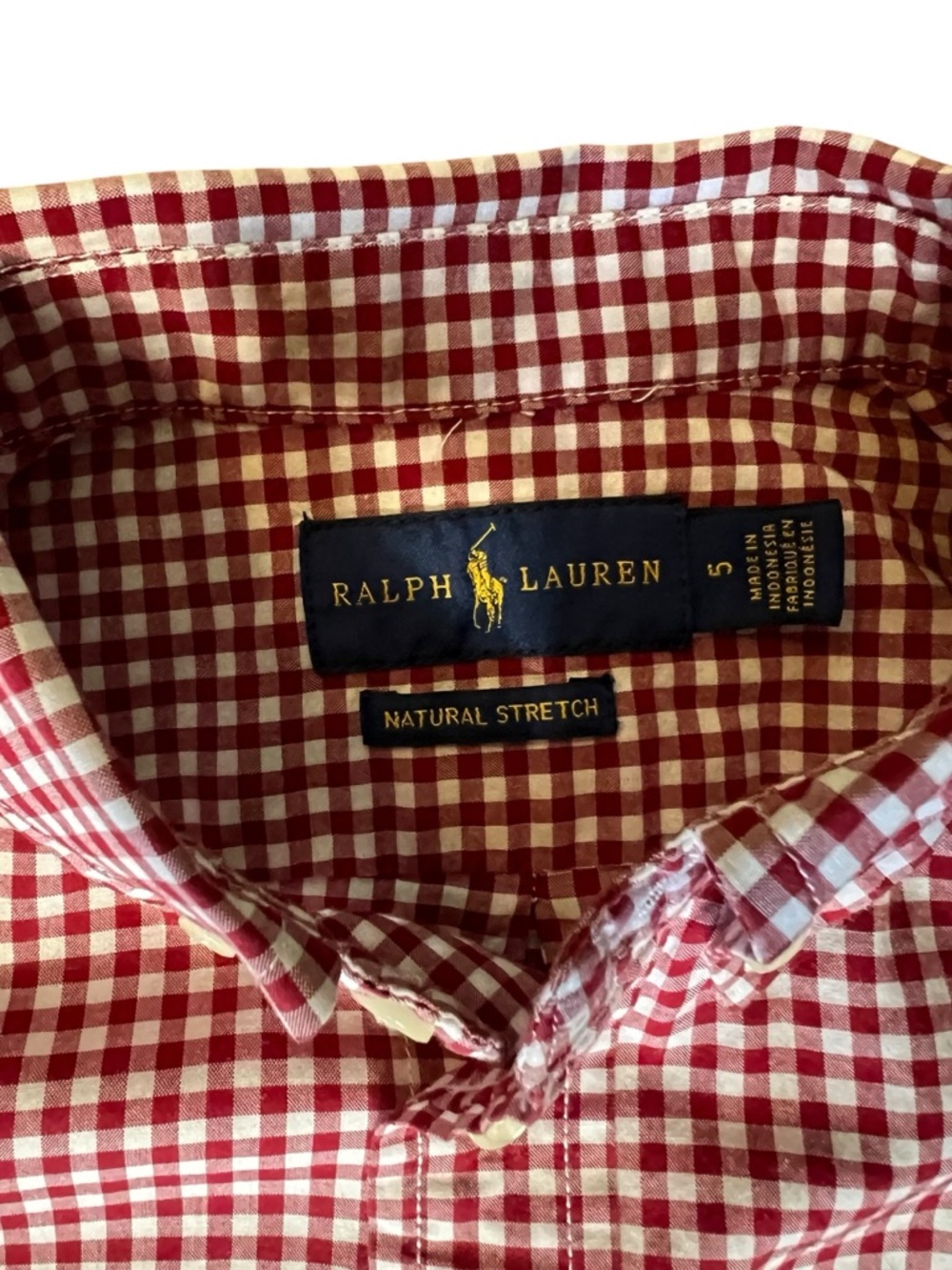 Ralph Lauren Boys Size 5 Red White Gingham Button Down Shirt Classic Preppy - Picture 3 of 6